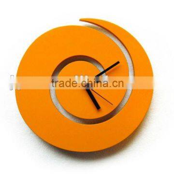 Orrange Color Acrylic Wall Clock in Round Shape