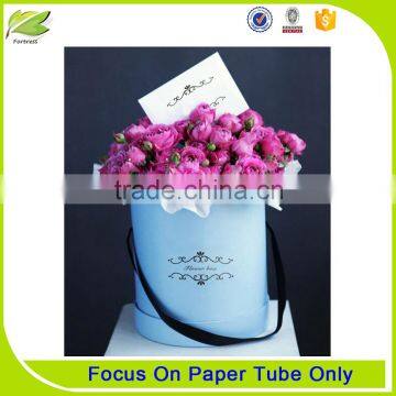 Ribbon Handle Round Cardboard Paper Tube Flower Packaging Box