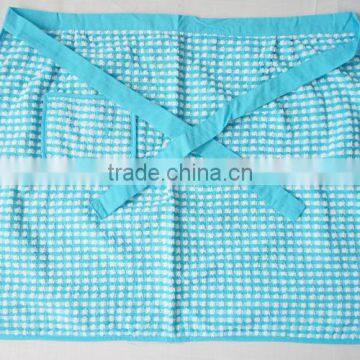 pigment printing blue waist kitchen apron roll cotton with pocket