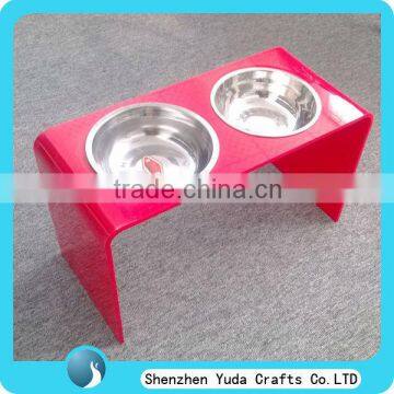 Plastic acrylic pet bowl, dog cat food bowls, red color acrylic pet feeder