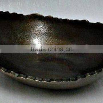 Solid Rough Casted Old Copper Look Aluminium Metal Fruit Bowl Oval