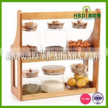 Air Tight Glass Jar Set With Silicone Bamboo Lid