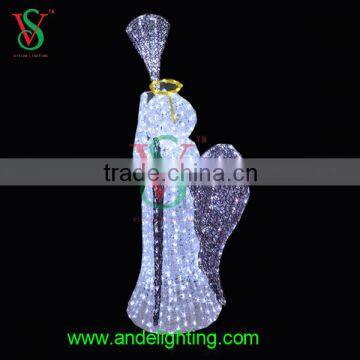 3D Motif Lighted White Clear Angel Sculpt Outdoor Decoration Led Light