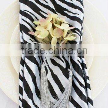 100%Polyester Modern Zebra Printed Satin Napkin For Hotel/Banquet