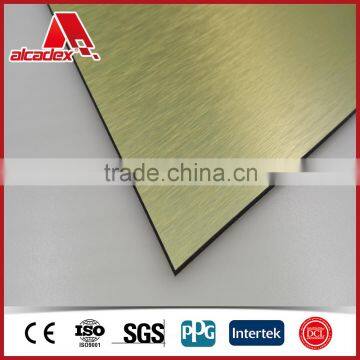 Golden brushed finished aluminium composite panel for interior decoration