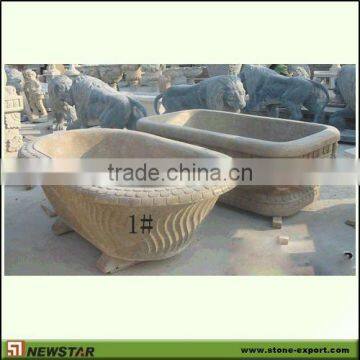 Carved Yellow Marble Bathtub, Stone Bath tubs