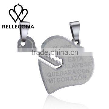 Special design stainless steel necklace jewelry key and heart lock pendant for women men couple
