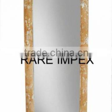 Distressed white peach Finish Wooden Mirror Frame