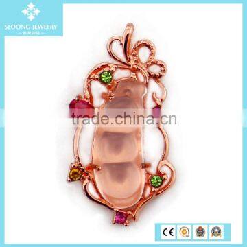 Insect Natural Quartz Rose Gold Colour State Charms Necklace Pendant Wholesale