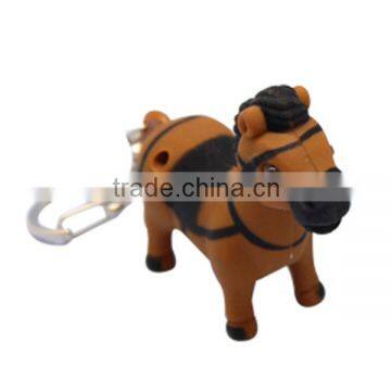 promotional horse shape led keychain light with sound flashlight torch
