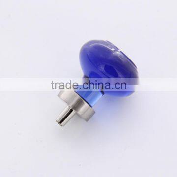 zinc alloy base light blue brushed satin nickel glass knob