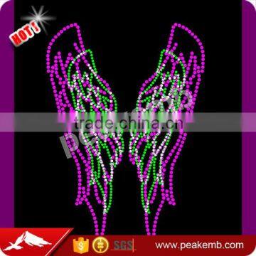 Best Quality Rhinestone Motif Transfer Iron on Angel Wings for Latest Women Clothing