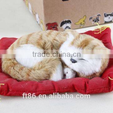 20cm realistic furry sleeping plush lying cat with sound