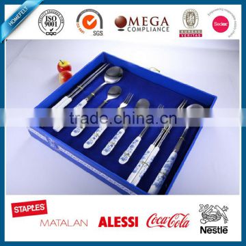 lower price different size color half tang stainless steel flatware with ceramic flatware