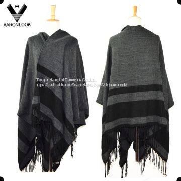 Fashion Big Size Stripe Blanket Shawl with Fringes