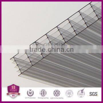 10mm Five Rectangle Structure Transparent Multiwall Polycarbonate Sheet For Greenhouse Heat Insulation Double UV Protector photo-2
