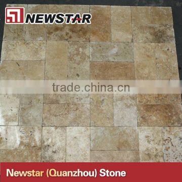 French Pattern Golden Rose Travertine Pavers Tumbled