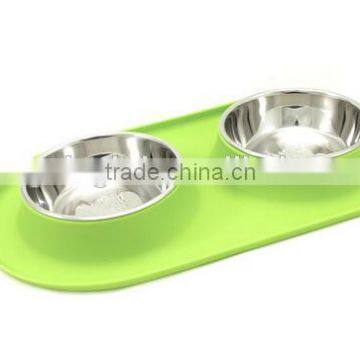 Medium Stainless Steel Double Dog Feeder With Non-Slip Silicone Base photo-3