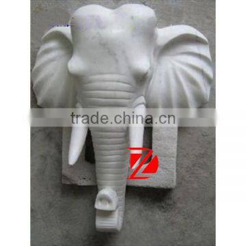 white marble elephant head sculpture for wall decoration