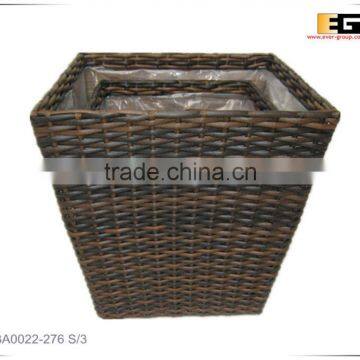 Plastic/PE Rattan Square With Liner Flower Planter photo-2