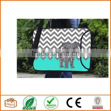 13-Inch Turquoise Mint Green Grey Chevron Elephant Neoprene Laptop Sleeve Case Bag Handbag With Extra Side Pocket photo-4
