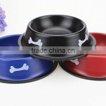 Pet Bowls & Feeder Type Stainless Steel Anti Skid Dog Bowl With Bone Design