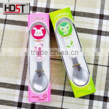 Four Kinds Color Catoon Plastic Handle Stainless Kids Baby Cutlery Set photo-3