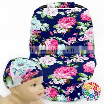 Navy Floral Stretchy Baby Car Seat Covers Multi-fonction Car Seat Cover For Baby Stroller Mum Breast Feeding Nursing Cover