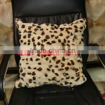 Printed Lepord design Real Rex Rabbit fur cushions