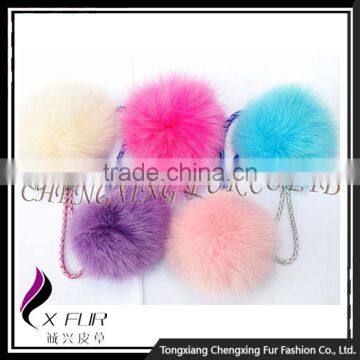 CX-P-23A Wholesale MIXED COLOUR Genuine Fox Fur Ball/ Fur Pom Pom Key Chains