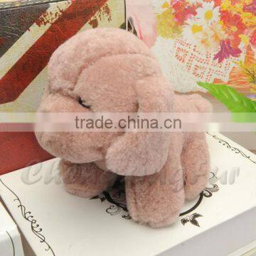 CX-R-53 Dog Shape Fashion Cheap Fancy Genuine Sheep Fur Tail Key Chain photo-2