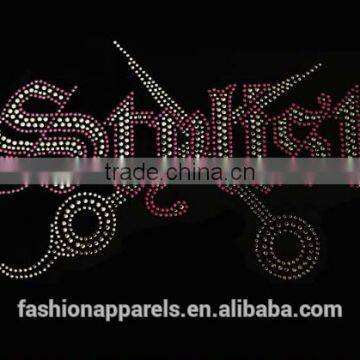 Uniflying Latest Fashion Comb Scissors Dryer Hairdresser Iron on Rhinestone Sheets photo-2