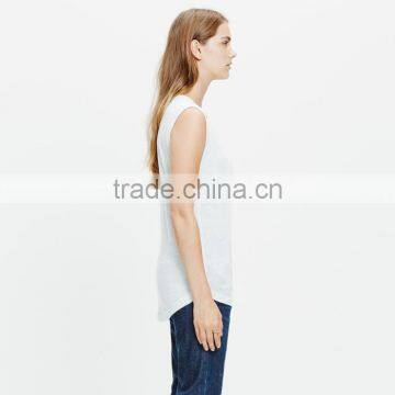 Slub White Crewneck Muscle Wholesale Tank Top for Women photo-2