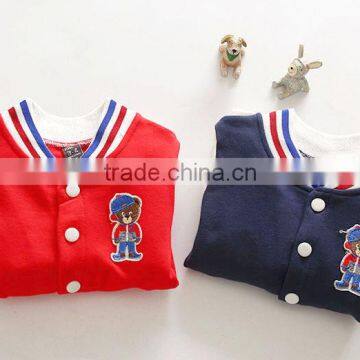 Fashion Cheap Knitted Long Sleeve Kids Blue Softball Wear Baseball Jacket photo-3