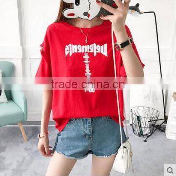 Female short sleeve T-shirt 2017 summer new easing round collar summer joker thin clothes