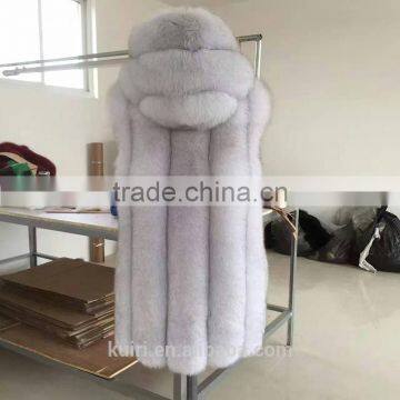 2017 Newest Design Long Woman Real Fox Fur Vest With Hood Natrual Raw Colour--pc-250 photo-3
