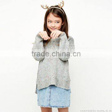 S32447W Big Girls Knit Sweaters Teenager Fashion Wool blends Jumper Pullover 2017 Junior Autumn Sweater