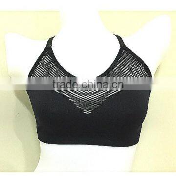 Factory Provide Seamless Hot Girls Sexy Black Grenadine Sports Bra