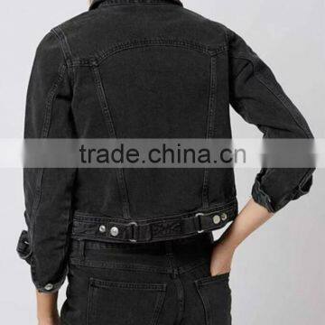 Runwaylover EY1034C Washed Denim Bomber Women Jeans Jacket With Custom Service photo-2