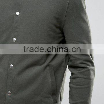 Men's Jersey Bomber Jacket With Snaps In Khaki photo-3