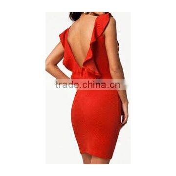 New Fashion Textured Bodycon Dress With Ruffled Backless Hollow Out For Wholesale photo-2
