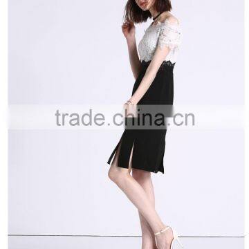 Factory Customized Unique One Shoulder Sexy High Grade Lace Stitching Elegant Fringed Design Pertty Party Dress photo-5