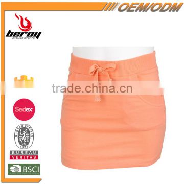 Comfort Cotton Elastic Young School Girl Short mini Skirt with Pockets