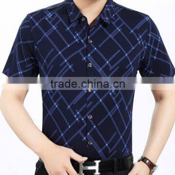 Business casual men mercerized cotton short sleeve shirt