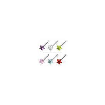 Star CZ Shaped Non - Allergic Gem Body Piercings Jewelry Nose Studs For Wedding