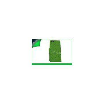 Durable Green Apple Iphone Leather Cases With Stand for Iphone 5s , Wallet Style