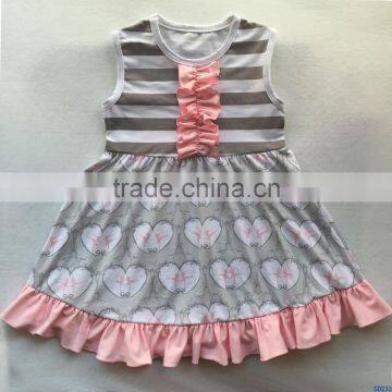 Adorable Summer Baby Cotton Frock Designs Girls Boutique Sleeveless Ruffled Dresses with low MOQ