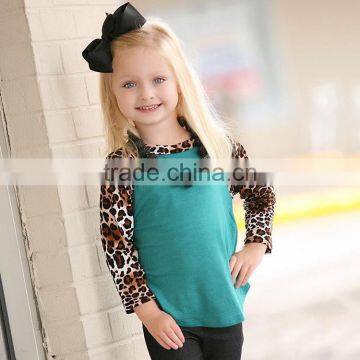 2016 yawoo wholesale cute baby girls leopard patterns long sleeve raglan shirt