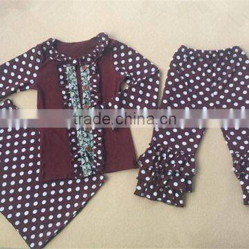 Latest product special design brown dot wholesale autumn baby outfit