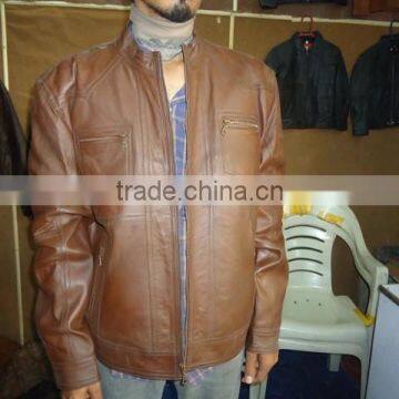 High quality brown lamb leather jacket for men